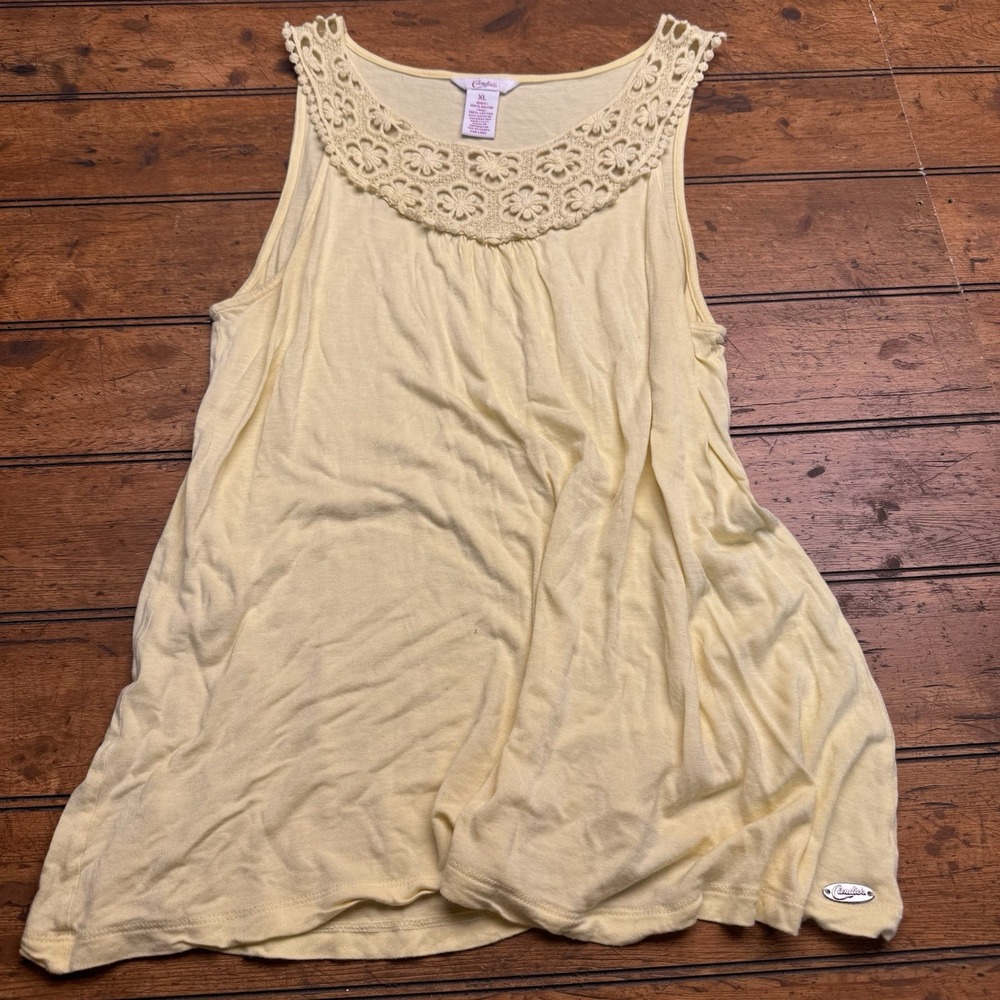 candies crochet floral Yellow‎ tank top women's size XL